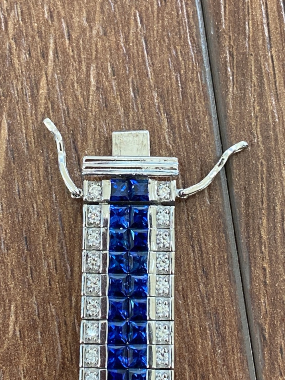 Blue and Silver Multi-Row Bracelet by Erwin Pearl - Picture 5 of 7